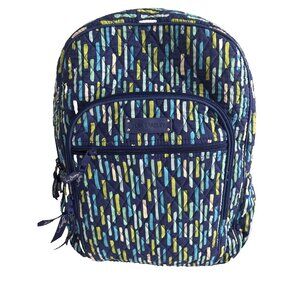 Vera Bradley Large Blue Campus Backpack Laptop Bag Katalina Showers 17”H x 12”w